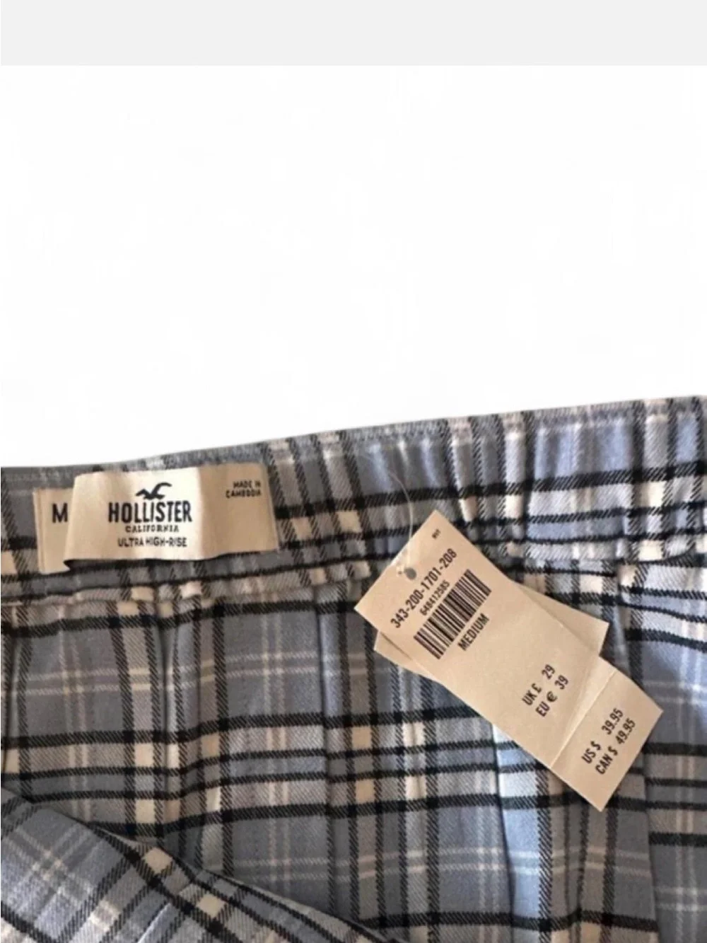Hollister Gray Plaid Pleated Mini Skirt